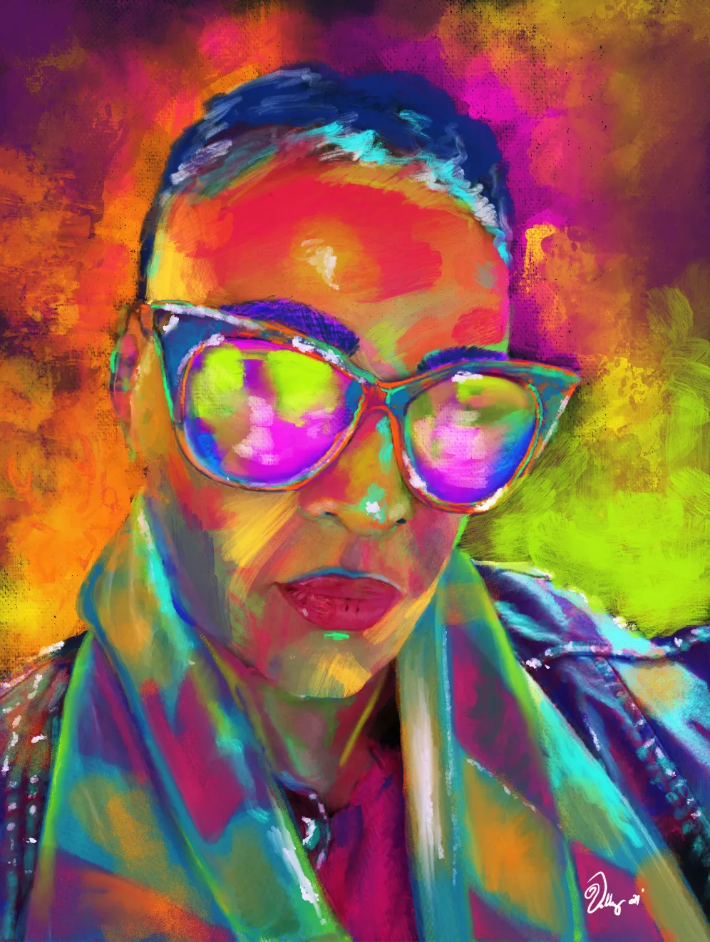 Vivid portrait of Mom Dukes - emotional colorful digital painting celebrating maternal strength and love